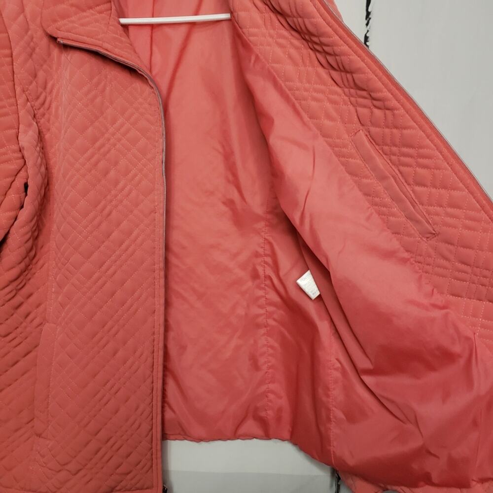 Gallery Coral Quilted Lined Lightweight Zip Blazer Jacket L - Picture 7 of 11